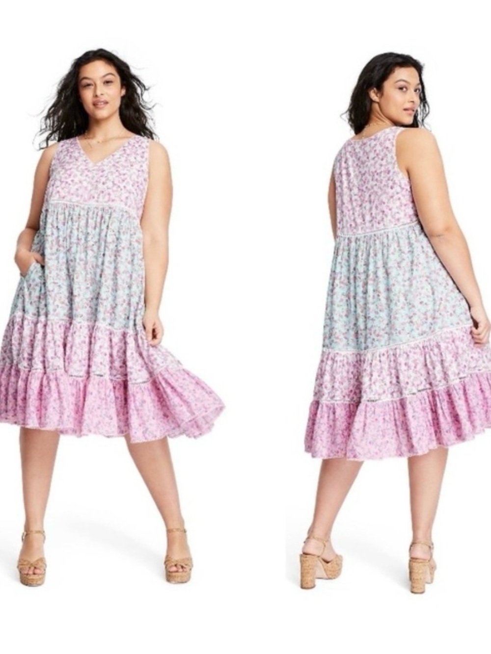 LoveShackFancy for Target Floral Tiered V‑Neck Dress - Picture 2 of 6